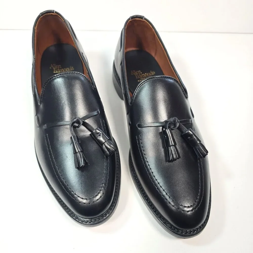 Allen Edmonds Grayson 8217S Tassel Loafers 8.5 D Black Leather USA Dress Shoes